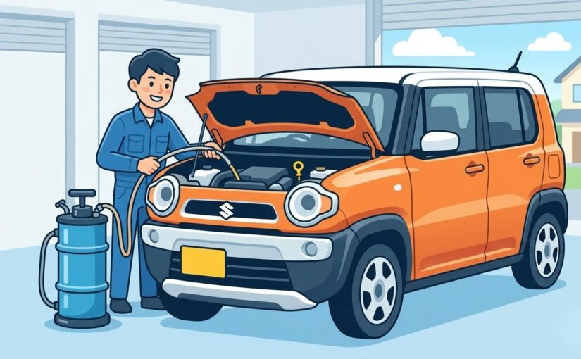 【旧型ハスラー】上抜きオイル交換の完全ガイド！ホースが入らない時の裏技と正確な規定量