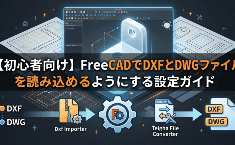 【初心者向け】FreeCADでDXFとDWGファイルを読み込めるようにする設定ガイド